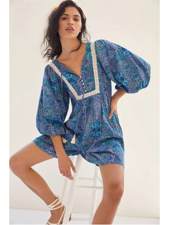 Anthropologie Pants - Anthropologie Lissa Paisley Boho Printed Shorts Romper Large Floral Peasant Lace